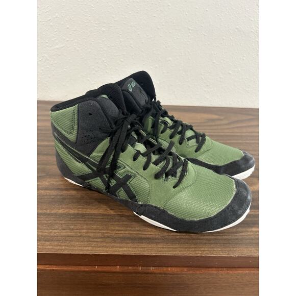 ASICS Snapdown 2 J703Y Mens 10.5 Green Black Wrestling MMA Boxing Hi Top Shoes - Picture 1 of 12